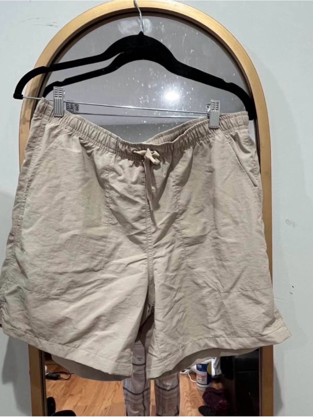 Men's Casual Drawstring Linen-Blend Shorts - Cream (size M)